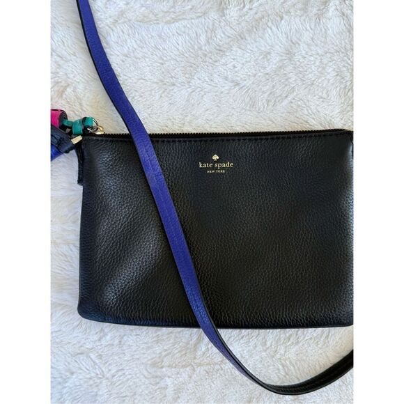 Kate Spade Black 100% Leather Crossbody Purse With Leather Tassels - Picture 2 of 15